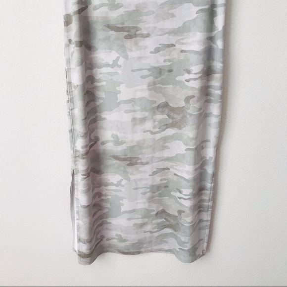 New! C&C California Grey Green Camo Side Slits Muscle Jersey Midi Shirt Dress - Picture 5 of 8